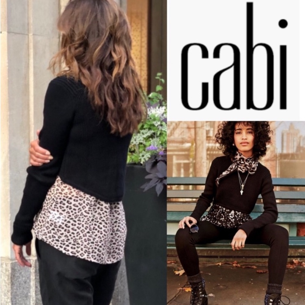 CAbi #3525 Cropped Prep Pullover Sweater in Black X-Large